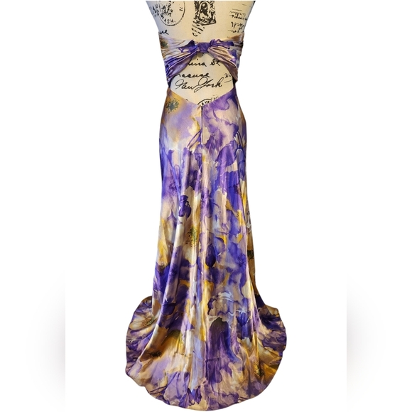 Camille La Vie Purple and Gold Strapless Gown - Picture 5 of 11
